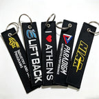 Wholesale Custom Embroidery Keychains Logo Flight Tag Keychain Jet Tag Keychain Personalized Name Key Ring Fabric Keychain