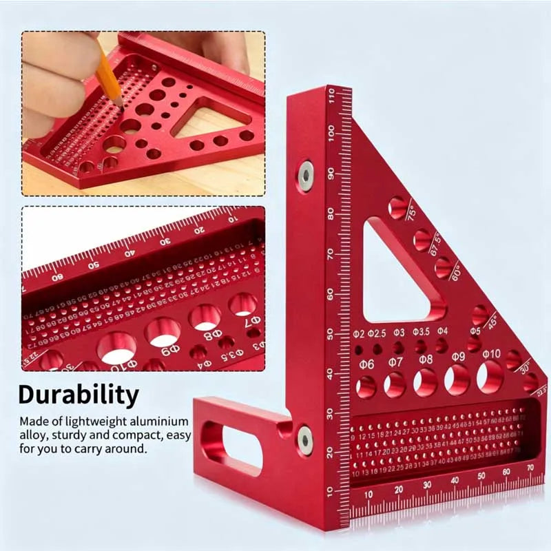 3D Multi Angle Woodworking Square With Scribing Pin 22.5-90 Degree Precision Protractor Carpenter DIY Measuring Tool Gift