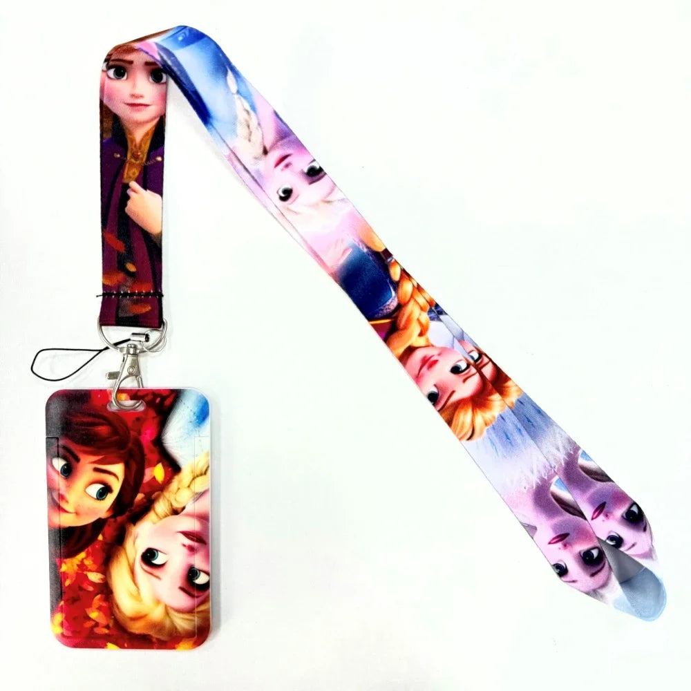 Disney's Credential Holder Mickey Mouse Lanyard Bear Phone Rope ID Card Badge Holder Princess Neck Strap Cartoon Keychain Gift