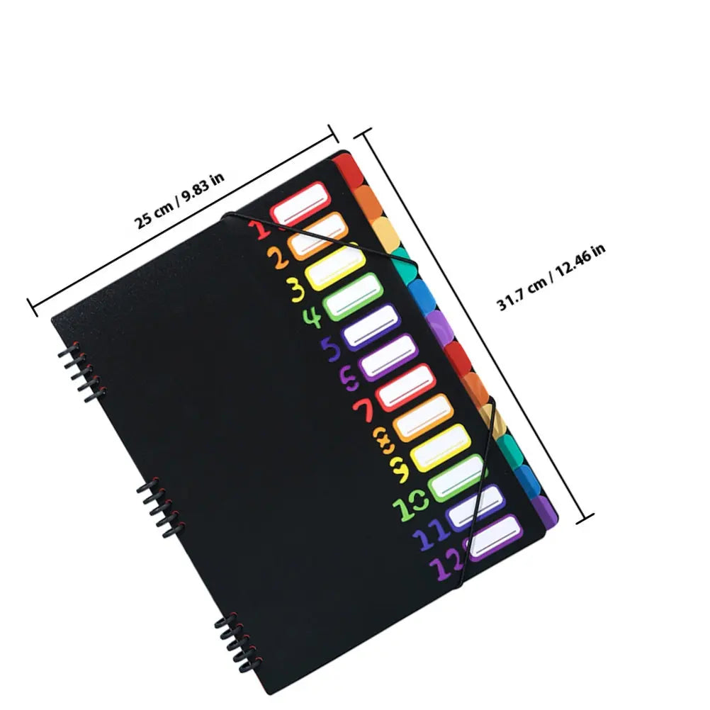 24 Pockets File Folder Organizer A4 Plastic Expanding Accordion Document Folder Elastic Band Closure Office School Home Filing