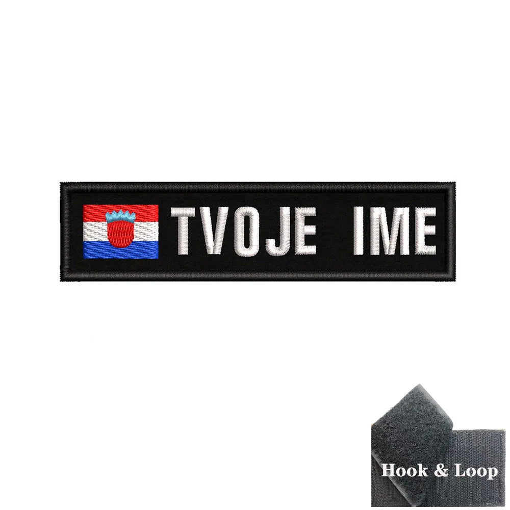 1PC 10cmX2.5cm Custom Name Flag Patch Stripes Badge Iron On Or Hook Loop Estonia Austria Bulgaria Hungary Romanian Ireland
