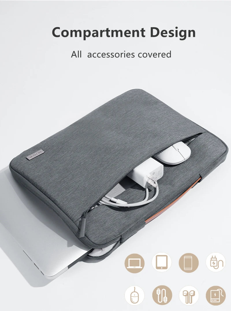 Multi-pockets Laptop Sleeve for MacBook Air 13.6 Handle Laptop Bag for MacBook Pro 14 Shocproof Notebook Bag for MacBook 16.2 M3