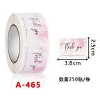 250Pcs Rectangle Thank You for Your Order Stickers Labels for Small Business Decor Sticker Stationery Supply 2.5*3.8cm