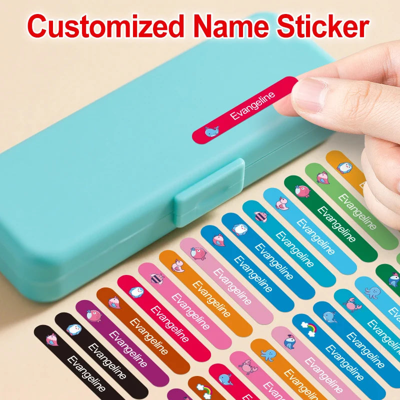 Custom Kids Name Tags for School Bottles & Supplies - Waterproof Durable Stickers with Vibrant Colors, Personalized Design