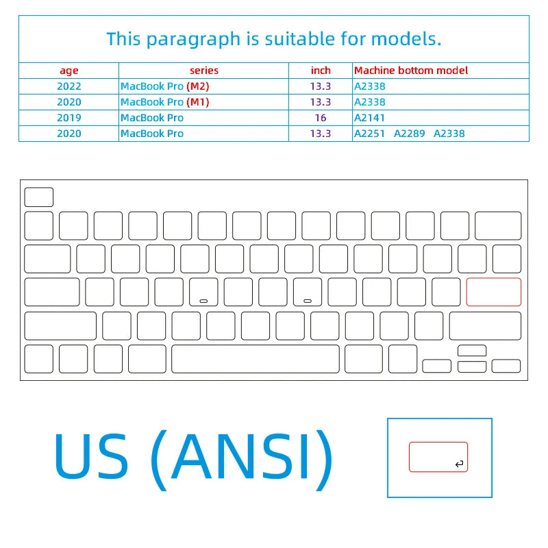 (Us American Version) Translucent Gray Mbp Suitable for Apple Mac Book Keyboard Stickers, Translucent Protective Stickers, Compatible with 13- 16inch MacBook Air/Pro