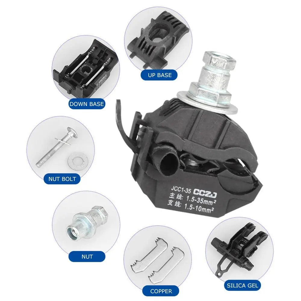 New 63A/75A Insulation Piercing Connector No-Peeling Cable Cable Clips T Shape Wiring Accessories Piercing Connector Clamp
