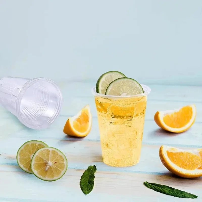 50/100PCS Disposable Transparent Plastic Cups Household Drinking Cups Fruit Juice Coffee Ice Crea Birthday Party Utensils