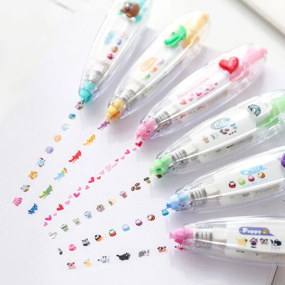 1 pc Kawaii Animals Mechanical Decorative Correction Tape Corrector Diary Diy Journal Art Supplies Gift Accessories School