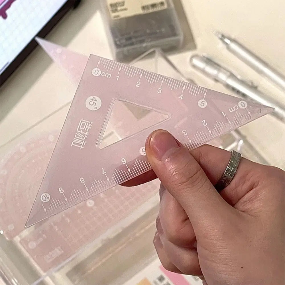 4PCS/Set 15/20CM Jelly Ruler Set Transparent Measuring Stationery Set Square Thickened Straight Ruler Student Gift