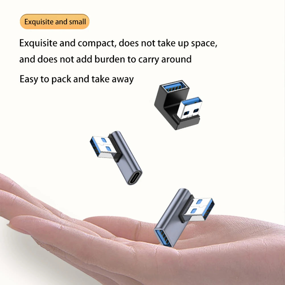 NNBILI 3A Type C Elbow USB 3.1 Charging Data Cable Adapter Converter for Android 90/180 Degree OTG Adapter Fast Charging 10Gbps