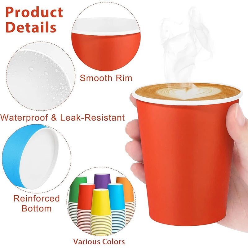 10/30/50PCS 9OZ/250ML Disposable Colored Paper Cups Thick Paper Cups Suitable for Wedding Birthday Party Decoration Supplies