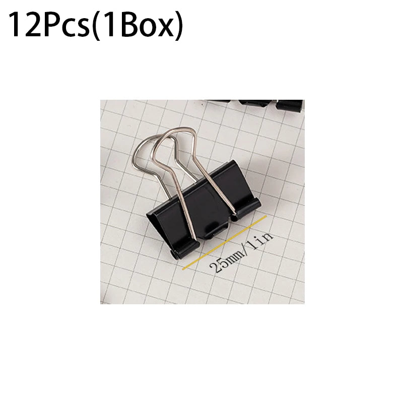 12Pcs/1BOX Binder Clip Clamps Long Tail Combination Folder Bookmark Paper Ticket Clips Effortless School Office Supplies