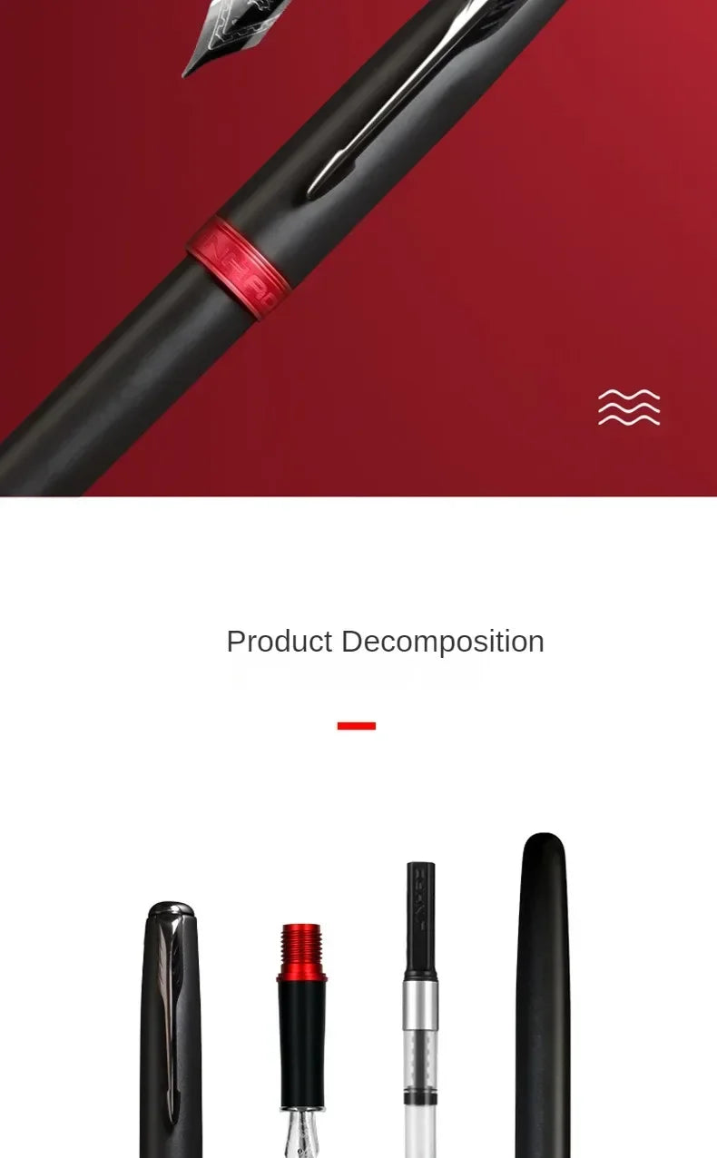 Jinhao 75 Metal Fountain Pen Black/Black Red Luxury Pens 0.5mm Nib Writing Ink Pens Stationery Business Office School Supplies