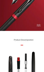 Jinhao 75 Metal Fountain Pen Black/Black Red Luxury Pens 0.5mm Nib Writing Ink Pens Stationery Business Office School Supplies