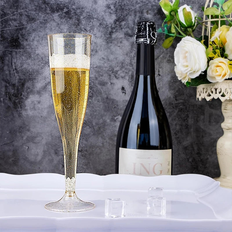 100pcs 5oz Disposable Cups Sparkling Champagne Bar Cups Plastic Champagne Flutes Clear Toasting Glasses for Weddings Party