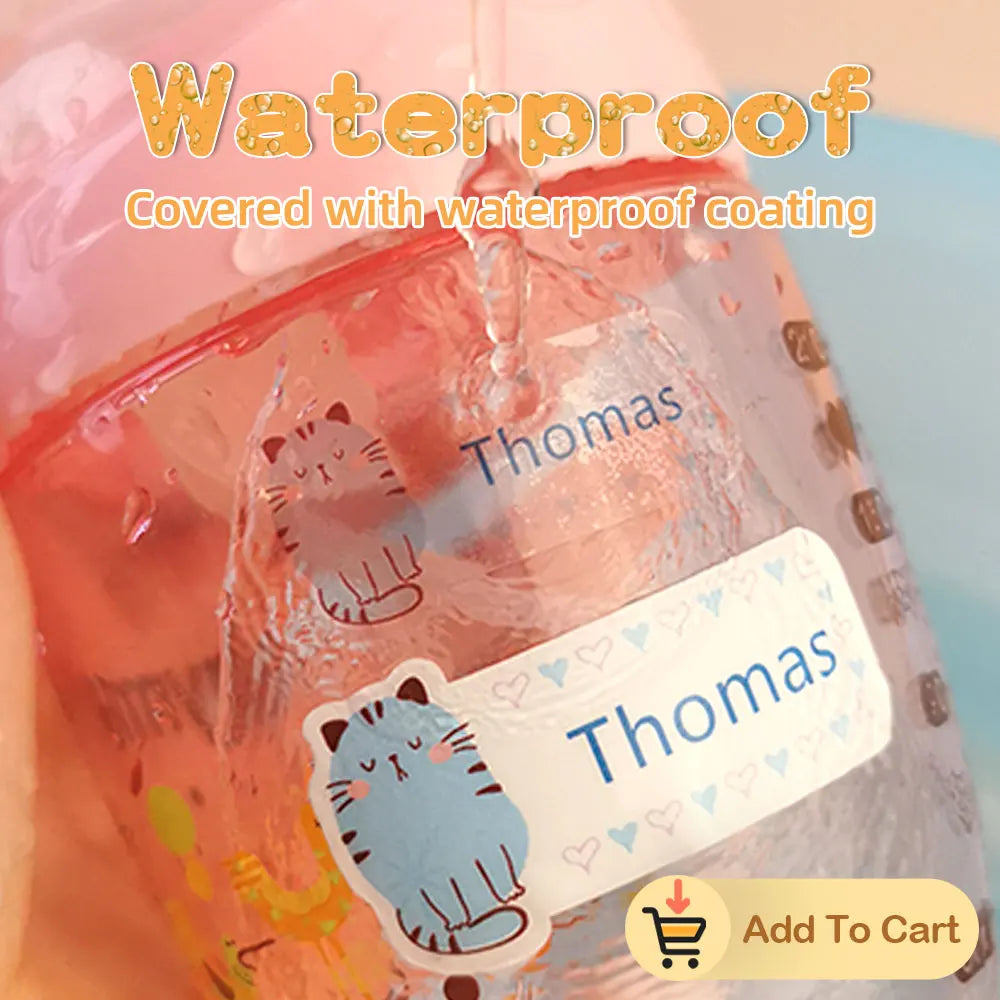 Custom Name Sticker for Kids School Clothes Waterproof Iron on Clothing Tags Transparent Label Personalized Child Washi Stickers