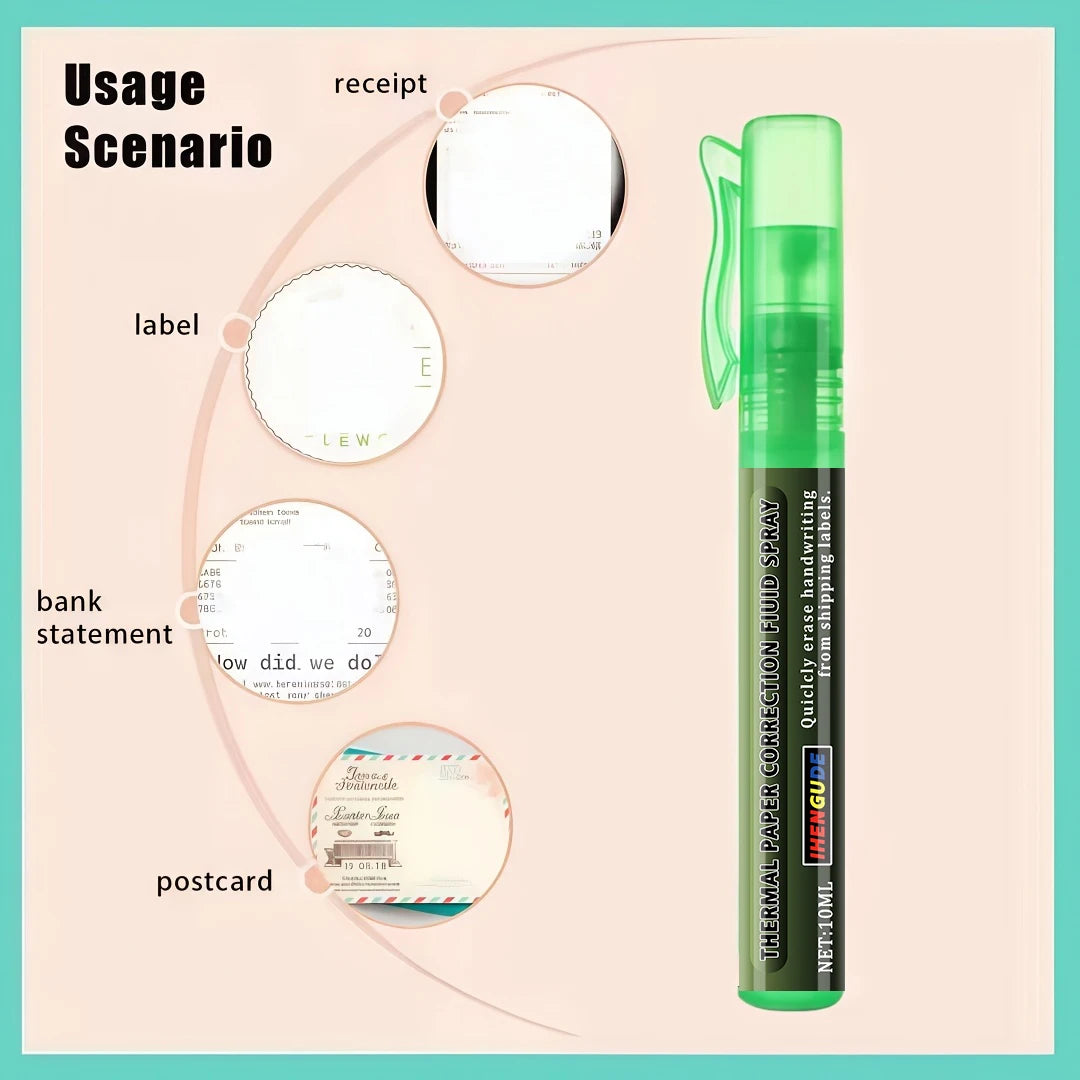 10ml Erasing Liquid Spray Pen - a Quick Correction Fluid Suitable for Thermal Paper, Can Quickly Erase Data, Protect Personal Information, a Portable and Convenient Tool for Protecting Privacy in Express Delivery