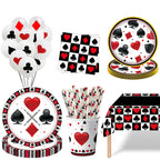 Casino Party Supplies for Men/Adults Poker Paper Plates Cups Napkins Straws for Poker Night Las Vegas Party Decorations