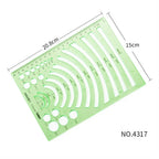 17 Styles Rulers Green Plastic Circles Geometric Template Ruler Stencil Measuring Tool Stationery Students Drawing Curve Ruler