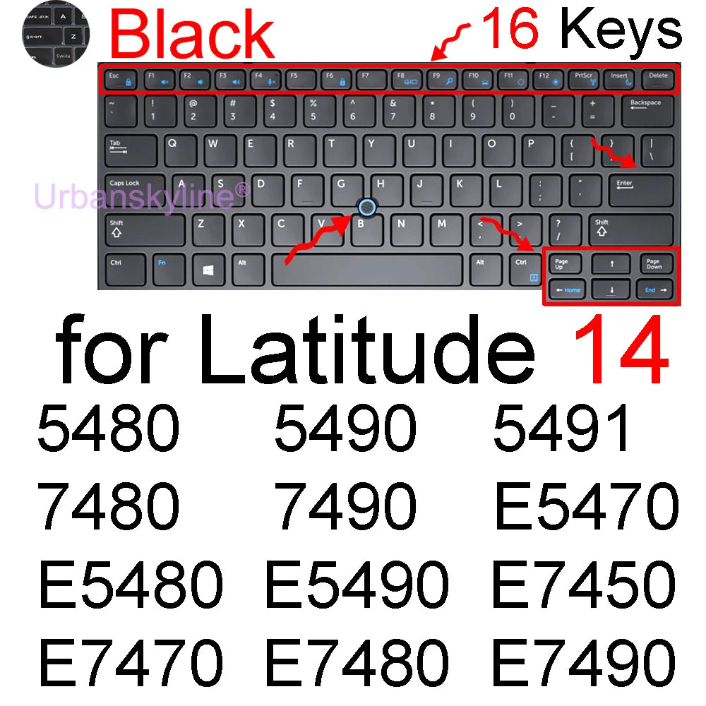 Keyboard Cover for Dell Latitude 14 7440 7450 7400 7404 7410 7414 7420 7424 7430 7480 7490 2 in 1 Silicone Protector Skin Case