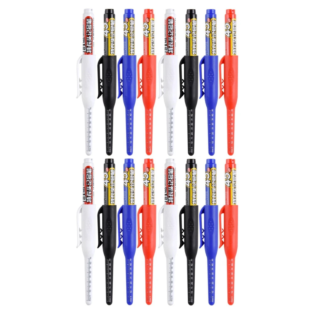 4-40Pcs White/Black/Blue/Red 45mm Deep Hole Marker Pens Long Nib Head Carpenter Pen Waterproof for Measuring Woodworking Office