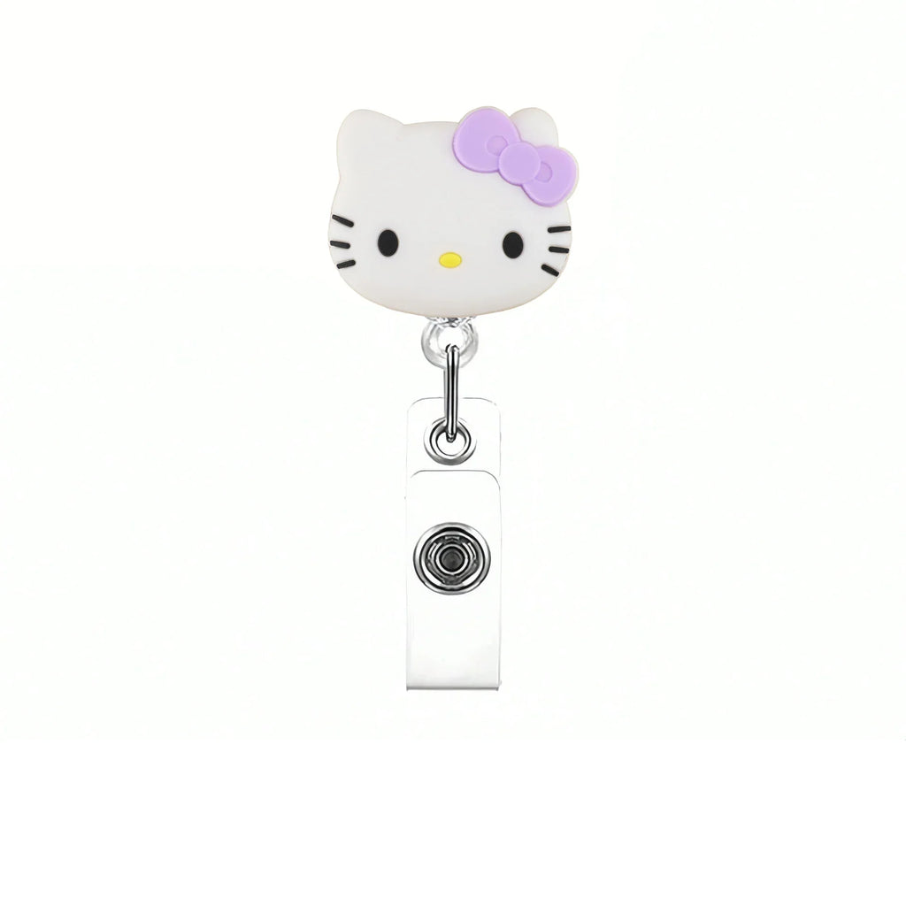 Kawaii Gift Kitty Cat Retractable Badge Reel Sparkling card holder accessories With Keychain For Women Student office supplies