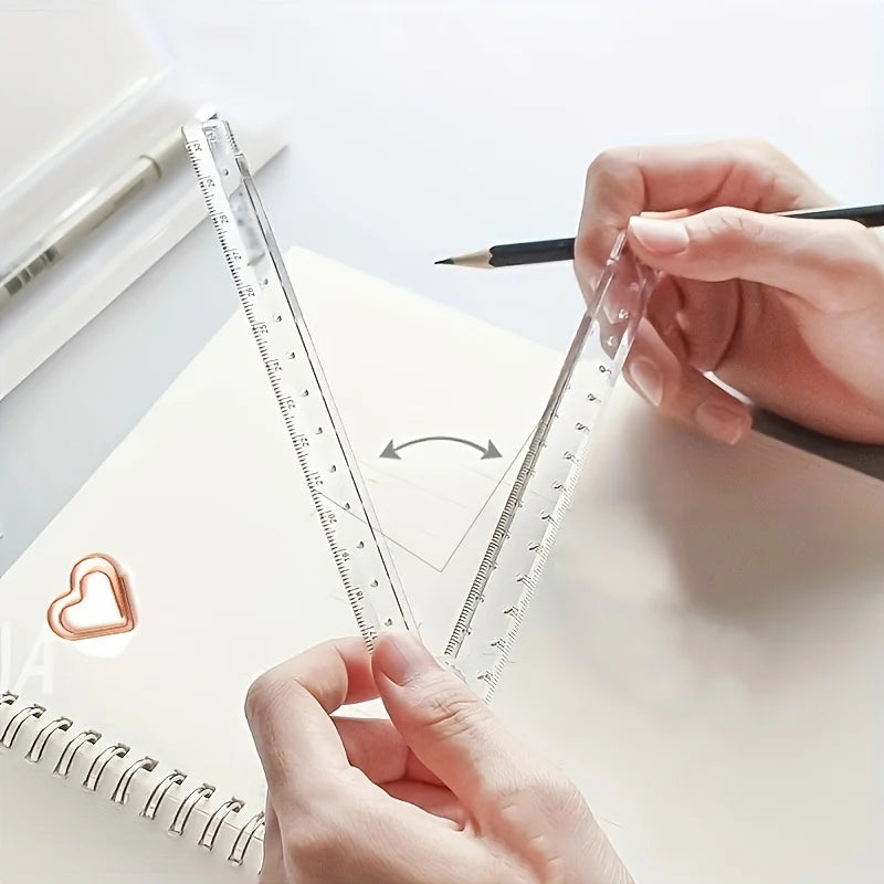 2pcs Shatterproof Clear Acrylic Folding Ruler Flexible and Portable for School Office Home Use Lightweight Measuring Tool