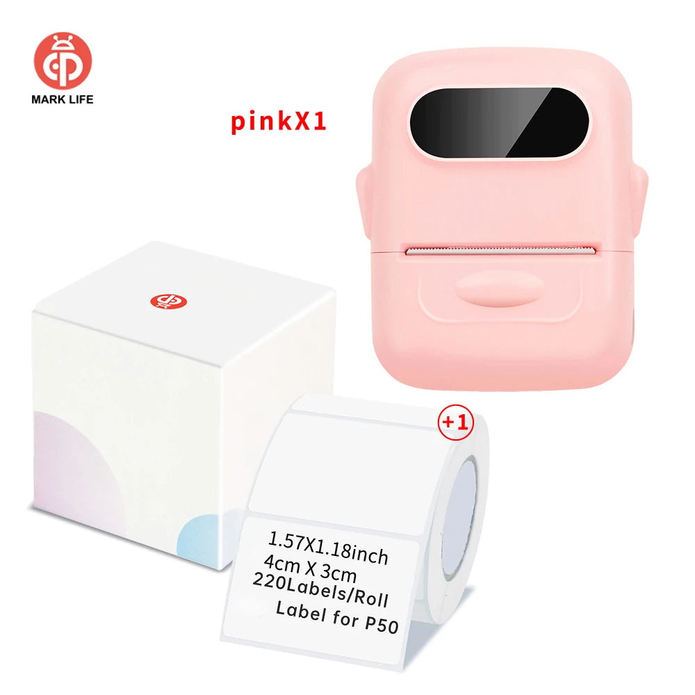 Marklife P50 Thermal Label Printer Mini Bluetooth Self-Adhesive Sticker Printer for School Office Kitchen To Tag Price Machine