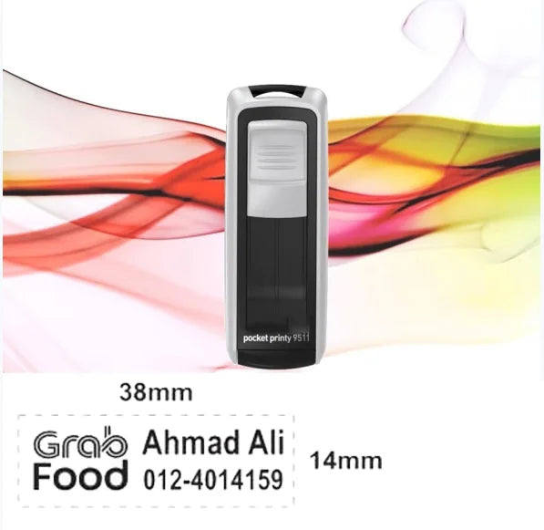 Free Custom Self Inking Engraving Pocket Stamp with Your Signature Design Text, Logo, Drawing