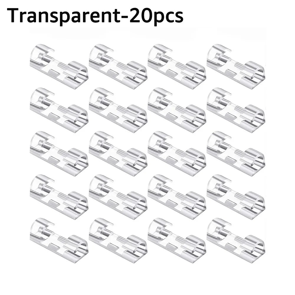 5/20PCS Adhesive Cable Clips Organizer Clips USB Wire Winder Holder Desk Cord Management For Earphone Mouse Cable in Home Office