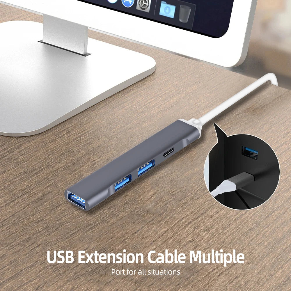 4 Ports USB C Docking Station Type C HUB USB 3.0 HUB 5Gbps High Speed Transmission USB Splitter Adapter OTG  for Laptop Macbook