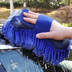 1/2Pcs Blue Microfiber Chenille Auto Cleaning Kit, Car Wash Sponge Pad Washing Glove Towel, Essential Auto Detailing Accessories