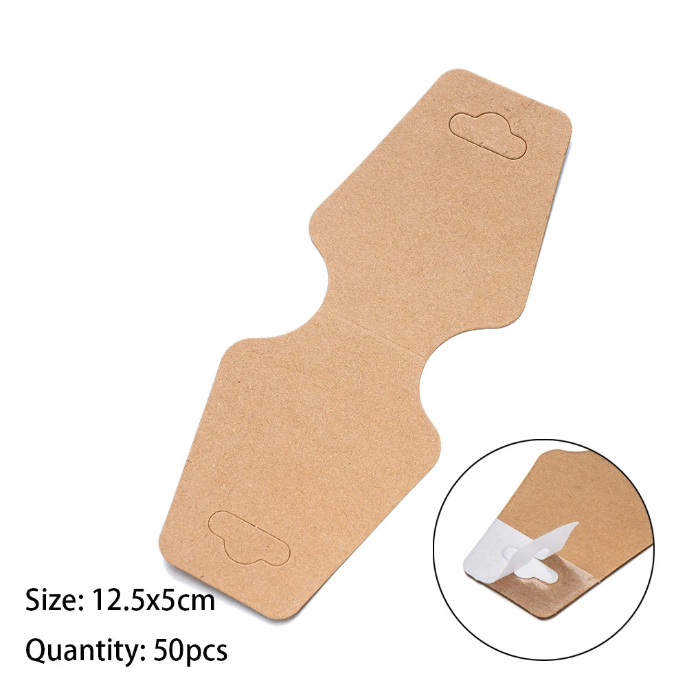50Pcs Blank Necklace Bracelet Display Foldable Adhesive Price Tag Holder Cards Packaging For Jewelry Small Businesses Supplies