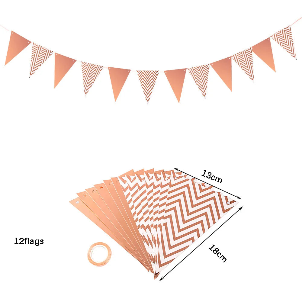 Rose Gold Party Disposable Tableware Set Light Powder Paper Plates Cups Straws Kids Birthday Party Decorations Babyshower Girl