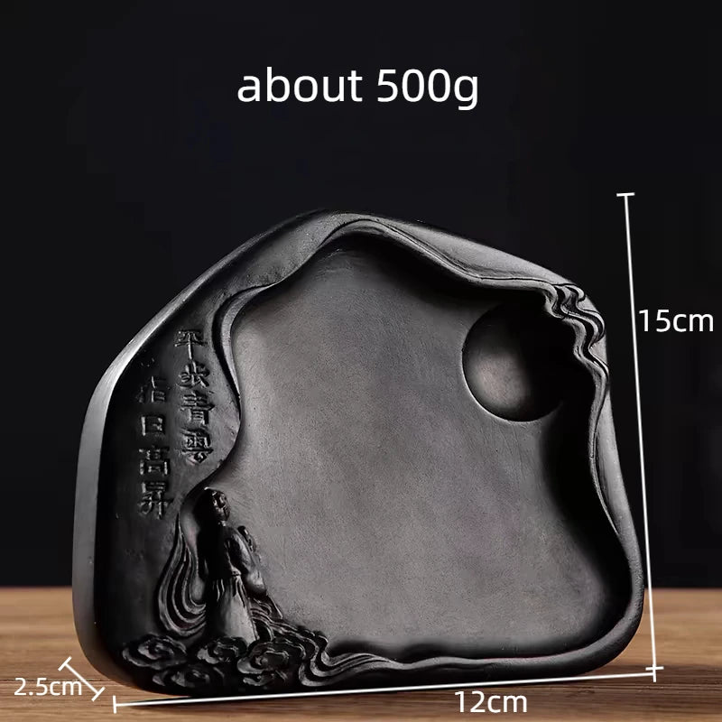 Calligraphy Inkstone Natural Raw Stone Duan Inkstone Chinese Style Brush Writing Painting She Inkstone Vintage Desktop Ornaments