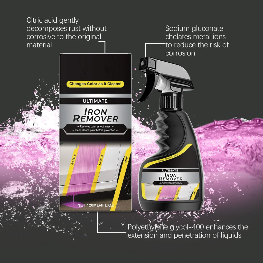 Car Quick-Care Rust Remover Spray, Car Exhaust Pipe Rust Remover, Car Wheel Rim Rust Remover, Metal Powder Cleaner