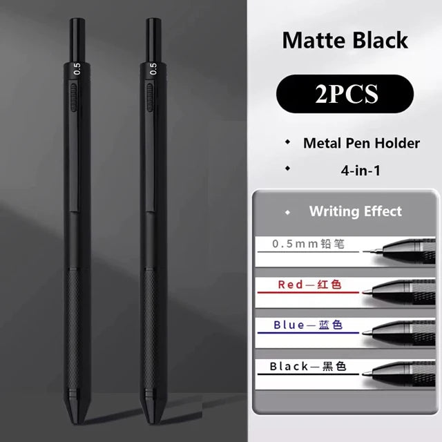 Multifunctional 4-color-in-one gravity-sensing pen metal ballpoint pen/Mechanical Pencil,Black/Red/Blue Ink Oil Signing canetas
