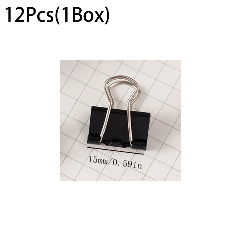 12Pcs/1BOX Binder Clip Clamps Long Tail Combination Folder Bookmark Paper Ticket Clips Effortless School Office Supplies