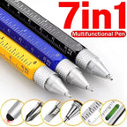 7 in 1 Multifunctional Pen Touch Screen Stylus Capacitive Pen with Screwdriver Ruler Levelgauge Refillable Ballpoint Pencil Tool