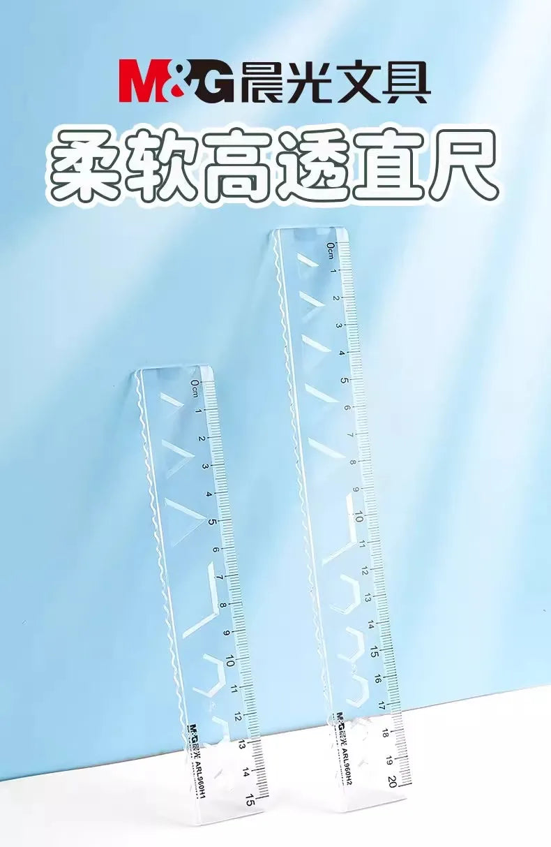 M&G Soft Straight Ruler Transparent 15/20cm Ruler Wave Ruler Painting Drawing Tool Bendable Multifunctional Creative Drawing Rul