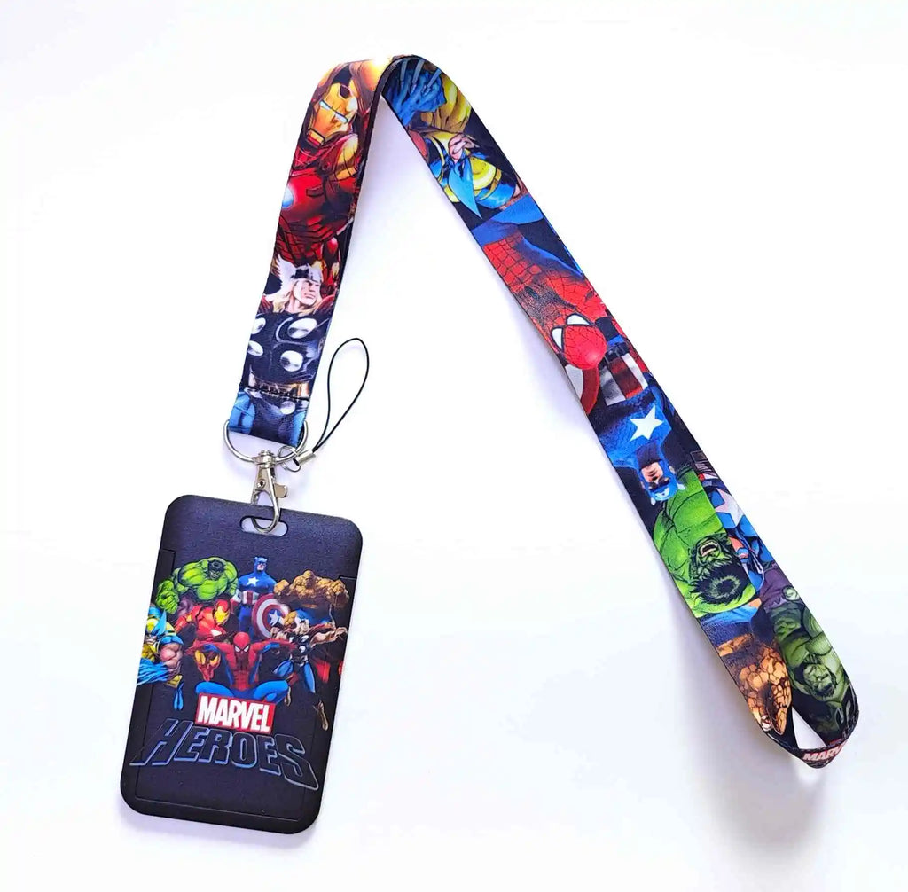 Marvel The Avengers PVC Card Cover Student Campus Hanging Neck Bag Card Holder Lanyard ID Card Holders key chain