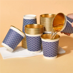 50pcs/pack 250ml Disposable Gold Foil Paper Cup Commercial Office Hot Drinks Tea Cups Coffee Cup