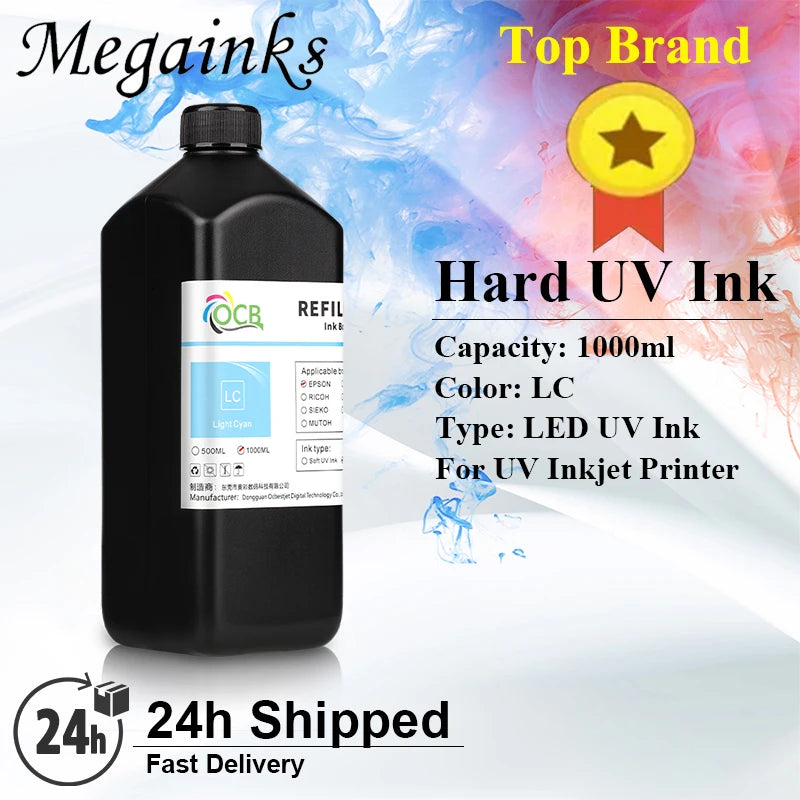 1000ML Hard UV Ink For Epson L805 L1800 1390 7800 7880 TX800 XP600 XP300 DX5 DX6 DX7 Printhead Inkjet UV Printer High quality