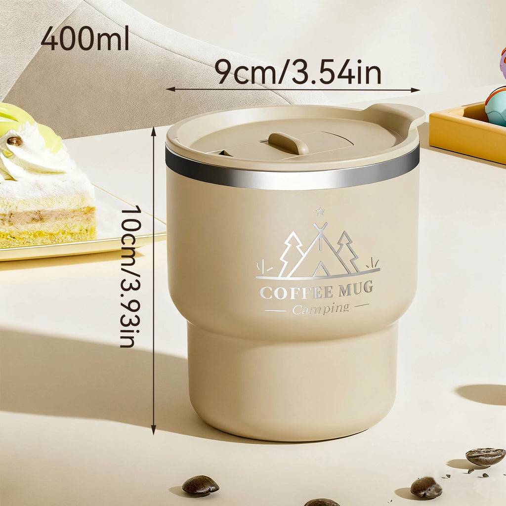 400ML Thermal Cup 304 Stainless Steel Double Layer Insulated Water Cup Office Milk Coffee Mug Student Portable Sealed Tumbler