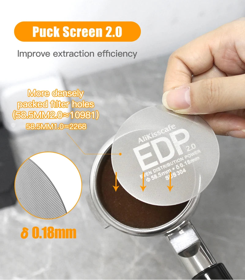 Alikisscafe Espresso Puck Screen 0.2mm Thickness 51mm 53.5mm 58.5mm Reusable Stainless Steel Heat Resistant Mesh Barista Tools