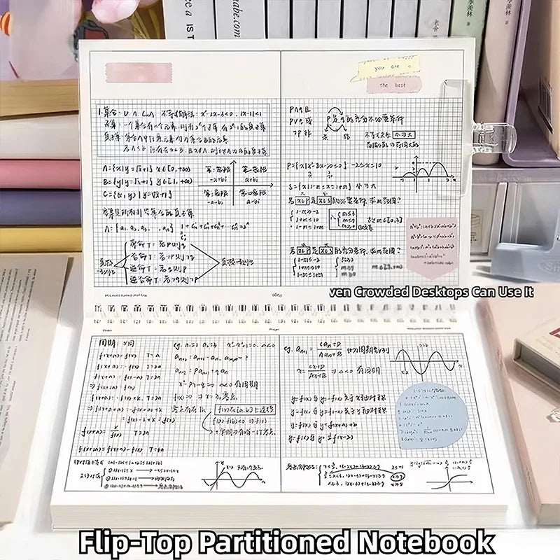 B5 Spiral Multifunctional Notebook Grid/Horizontal Lines Separate the Thick Paper Roll Notepad, Suitable for Planners and Studen