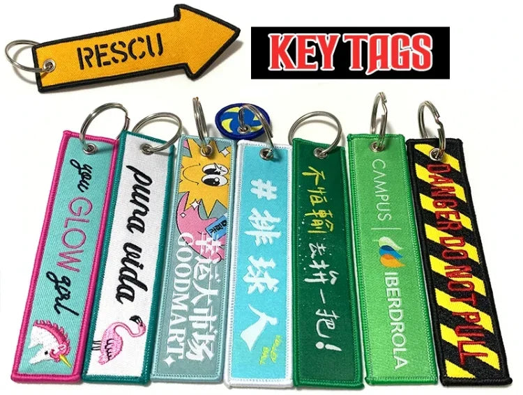 Custom Embroidery Keychain Tag Keychain Sports Team Keychain Key Tag Luggage Tag