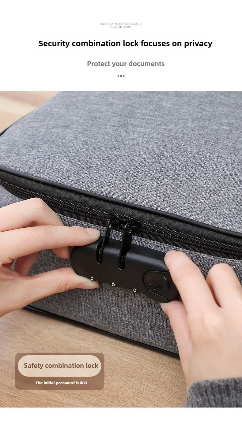 Lockable Document Storage Bag Multi Compartment Passport Card Certificate Organizer Travel Household Important File Box