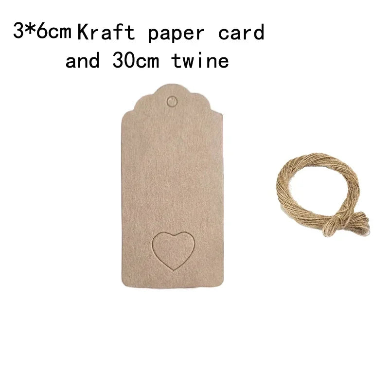 50PCS DIY Kraft Paper Tags Label Paper Price Tag Name Vintage Wedding Hanging Tag  Wrap Gift Wrapping Blank Label Crafts