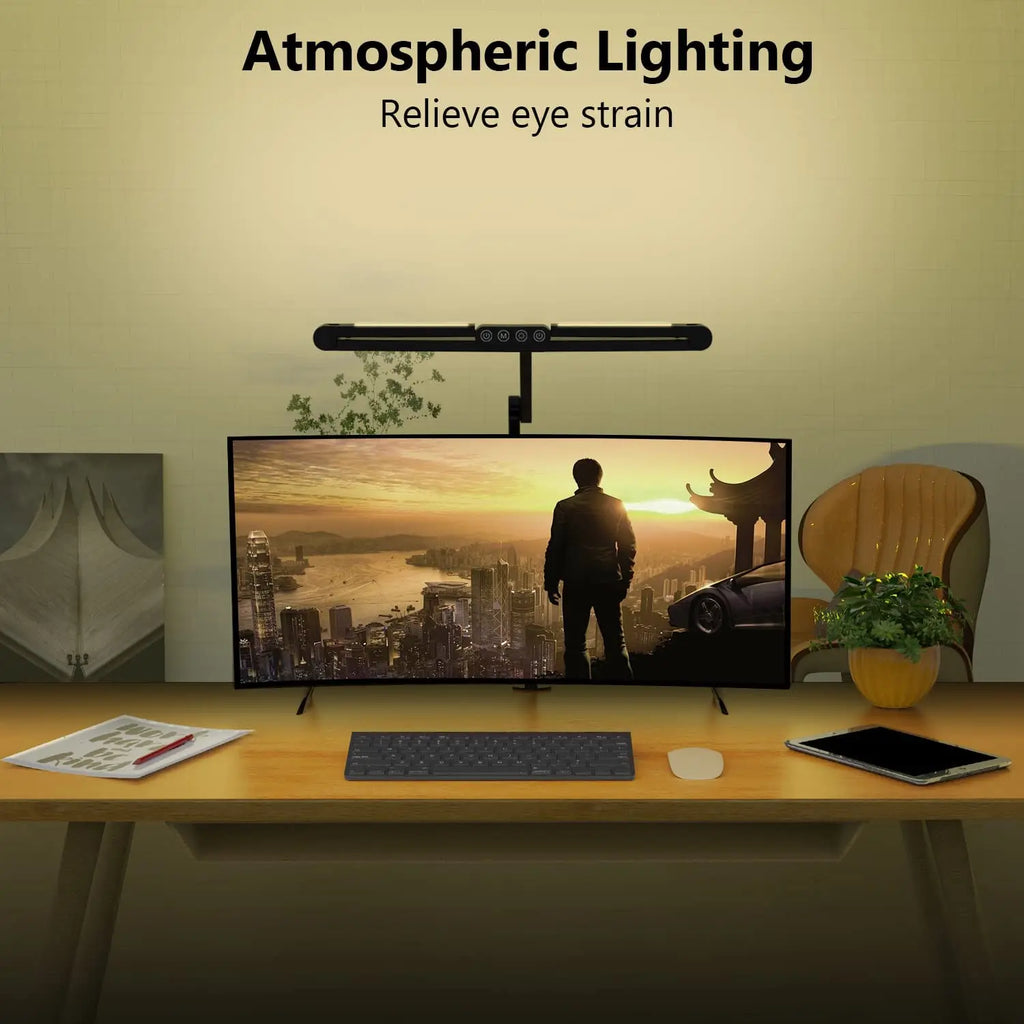 28.2" Large Transformable LED Desk Lamp with Clamp, Architect Ultra Bright 24W Light, Auto Dimming and Sensor Design for Office